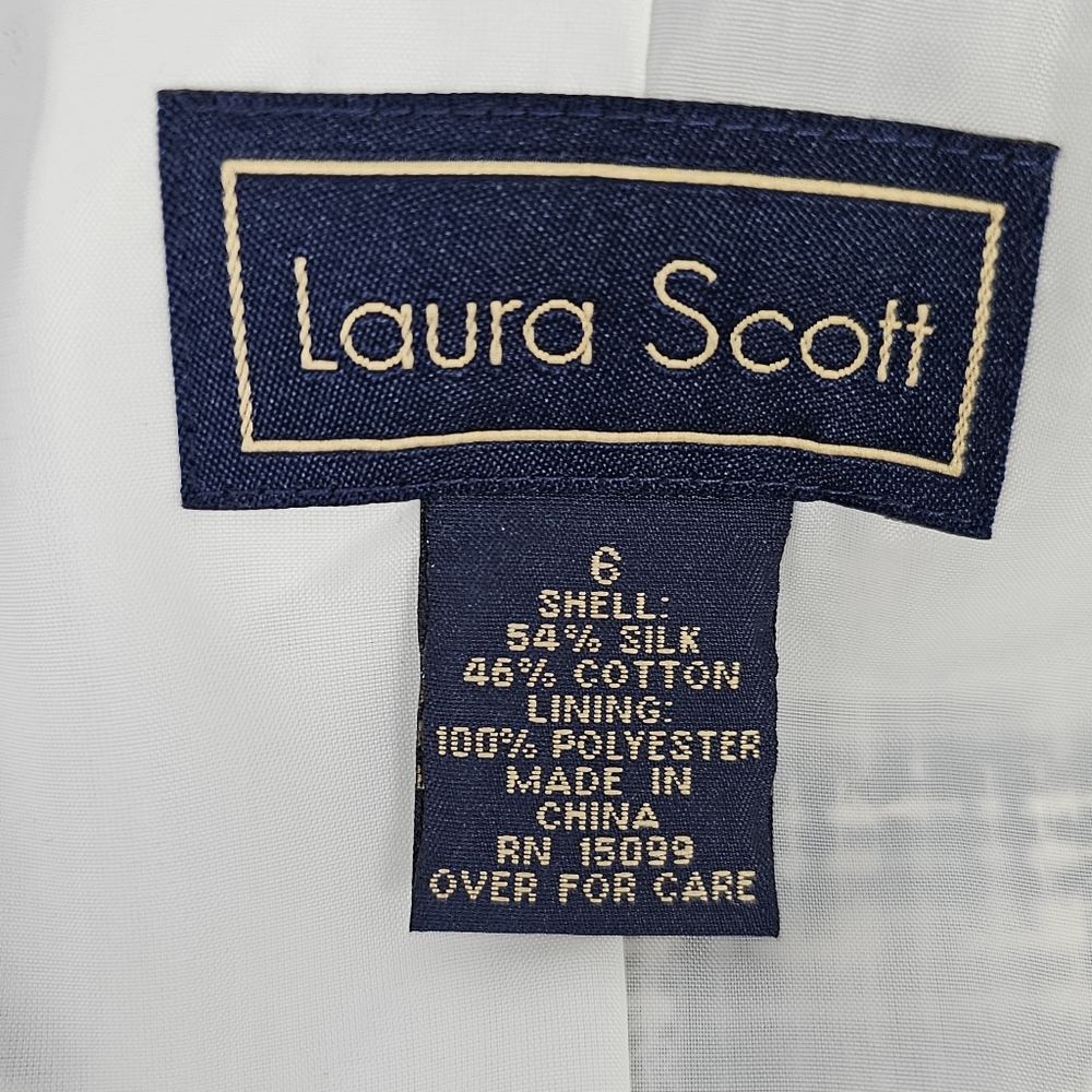 Laura Scott Silk Blend Tweed Blazer Jacket Women’s 6 Black White Check 54% Silk - Picture 9 of 10